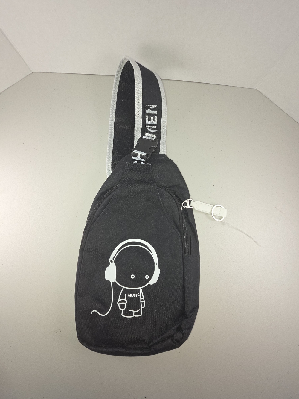 Kuchen & Bag Music Crossbody Backpack Purse Black & White Adjustable Strap